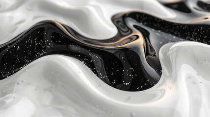 Obraz premium Abstract background of black and white liquid marble movement.generative ai
