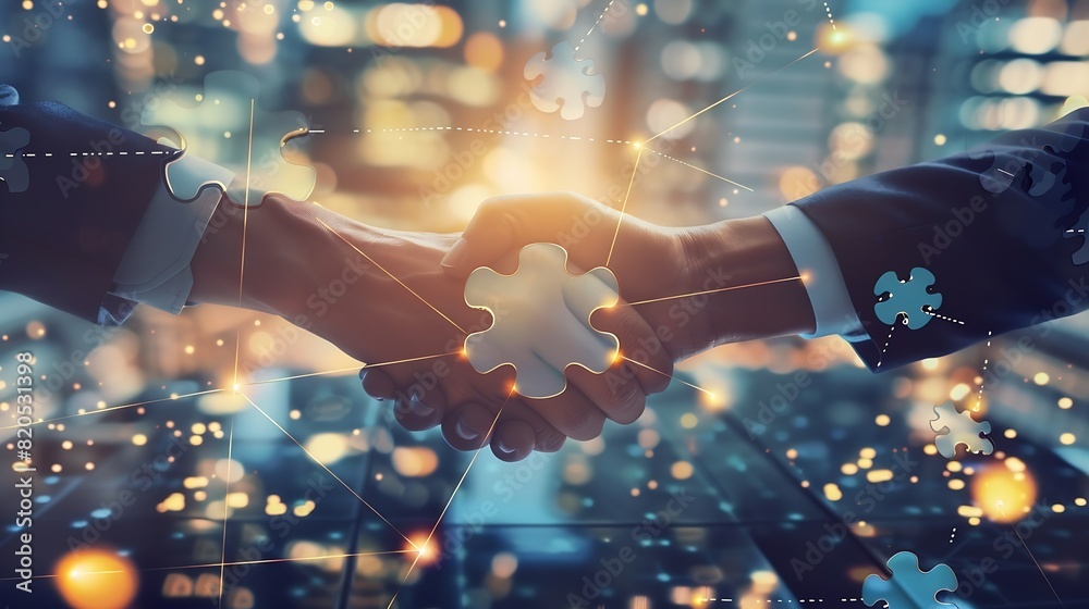 Aufkleber Business ecosystems and partnerships concept Business collaboration strategies The value of network and solution of creating new opportunities  Task relations collaboration team buildi : Generative AI