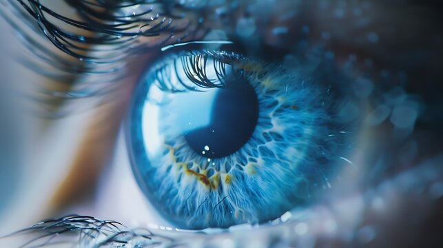 perfect blue eye macro in a sterile environment and perfect vision in resolution 6k  concept the vision of the future and healthy life concept view precise and straight to the target : Generative AI
