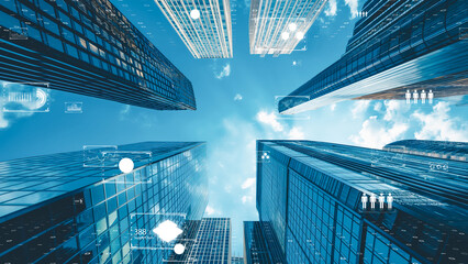 Futuristic cityscape with AI interface.