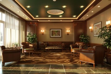 Picture a wooden entrance hallway that marries classic charm with modern sensibility. HD realism accentuates the sleek furniture arrangement.