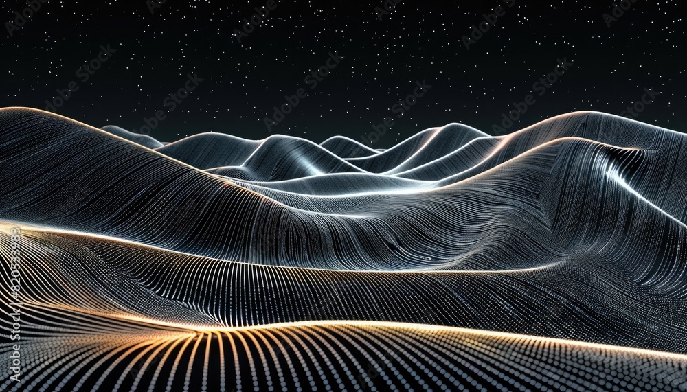 Wall mural intersecting lines create a sense of creativity with black background