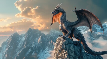 A huge aggressive mystical dragon