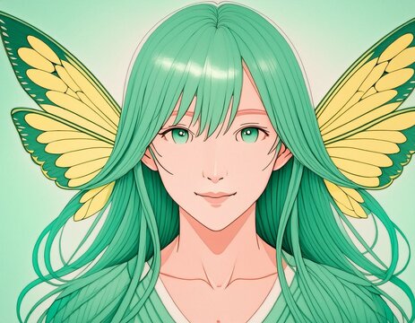 A green fairy character based on the MBTI test, INFP.