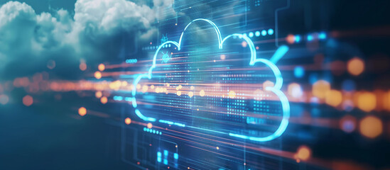 Fototapeta premium Business continuity plan featuring cloud backup solutions, emphasizing the role of cloud storage in disaster recovery. 
