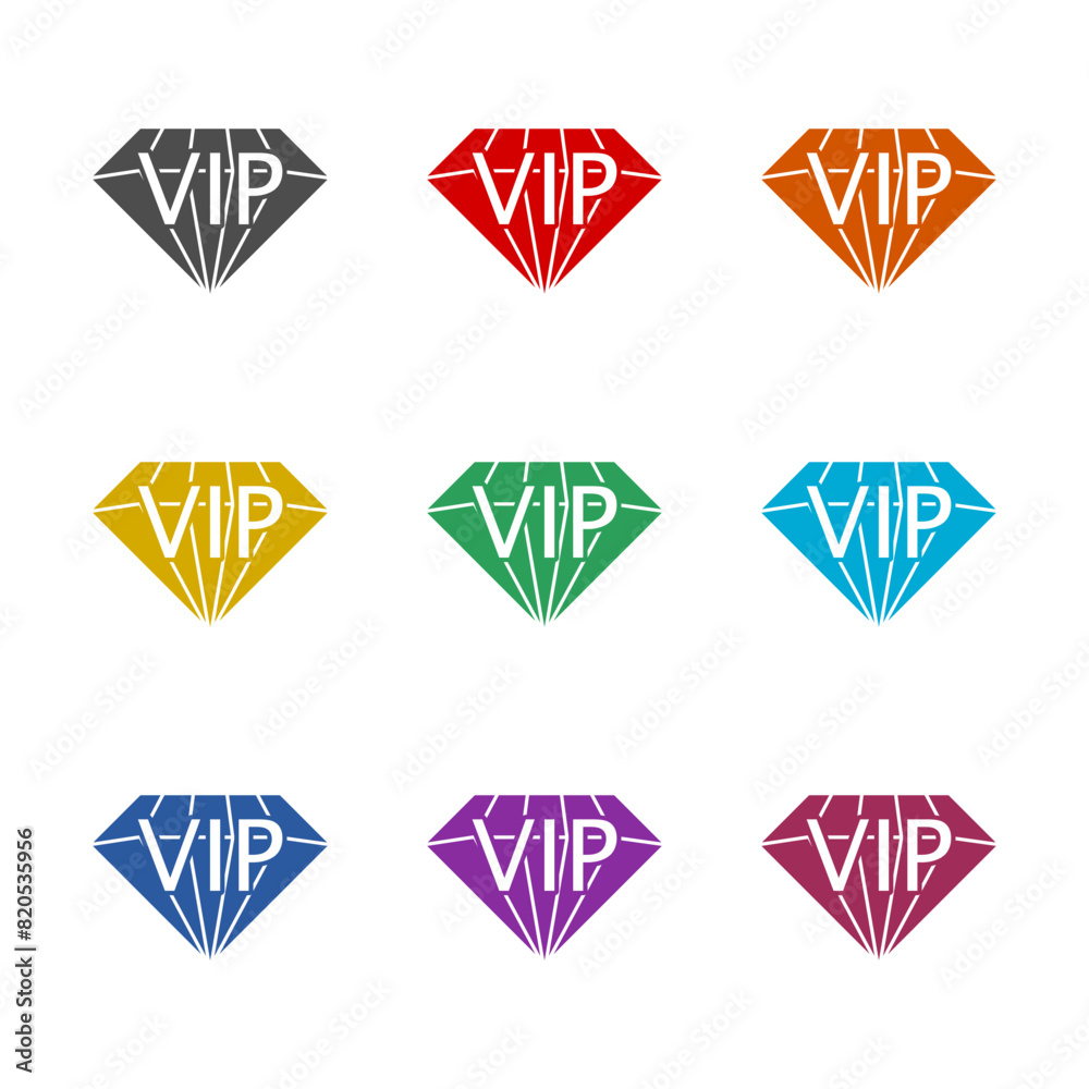 Poster VIP diamond  icon isolated on white background. Set icons colorful - Posters