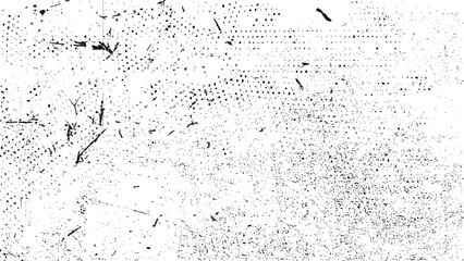 Destroyed crumbled plaster on aged painted brushed surface. Aged wall texture. Grainy messy overlay of empty, aging, scratched wall. Grunge rough dirty background. Vector Illustration.