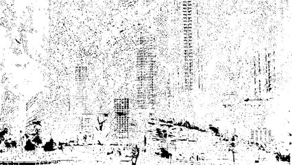 Destroyed crumbled plaster on aged painted brushed surface. Shabby exterior city putty. Rough grunge chipped edges of worn block. Old messy rustic. Vector art