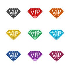 VIP diamond  icon isolated on white background. Set icons colorful