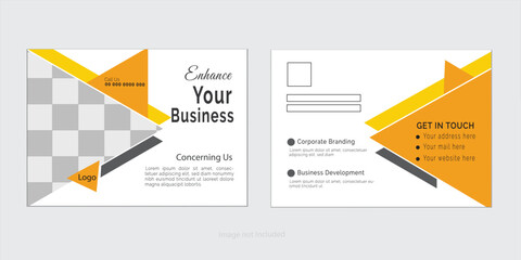 Yellow Corporate business postcard or EDDM postcard design template.