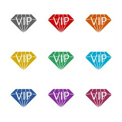 VIP diamond  icon isolated on white background. Set icons colorful