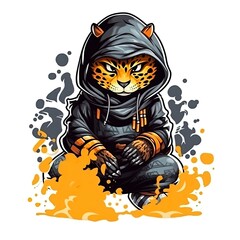 Art illustration Character leopard ninja