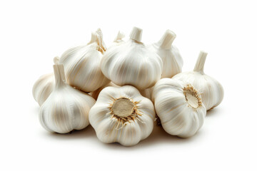 Garlic bulb and clove isolated. Garlic bulbs with cloves on white background. White garlic bulb composition.