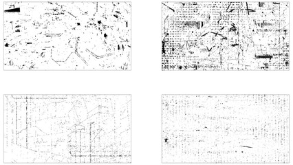 Set of grunge distressed texture background. Collection of 4 grunge wall. Vector paint grunge texture set.