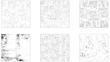 Set of grunge distressed texture background. . Vector paint grunge texture set. Collection of six grunge wall. 