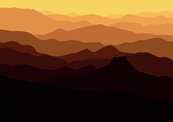 Fototapeta premium Landscape with mountains. Vector illustration in flat style.