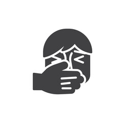 Person covering their mouth and nose vector icon