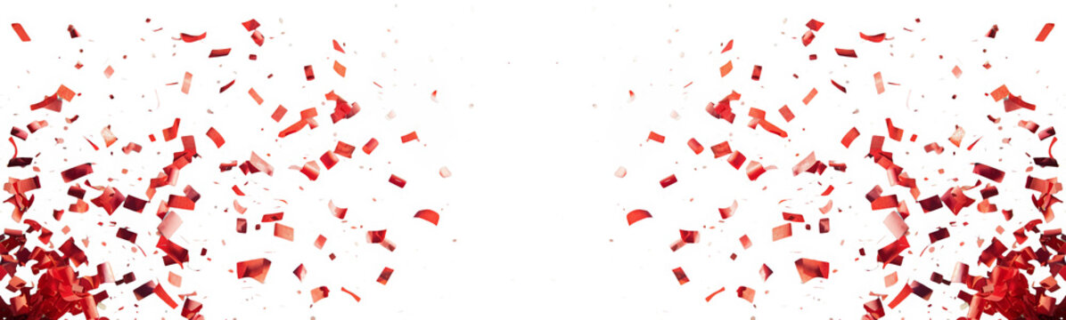 Red confetti paper pop from bottom corner. mix match background photo.