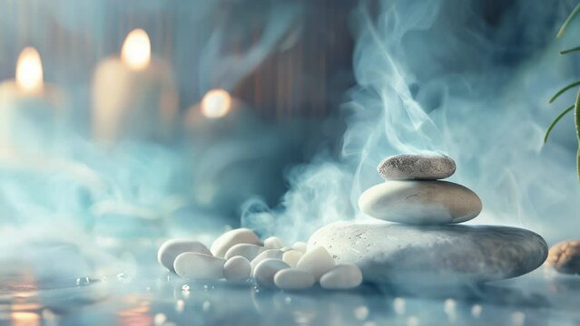 luxurious spa video background with candles, rolled towels, and flowers, serene atmosphere for relaxation and wellness, concept for spa retreats, beauty salons, wellness centers.