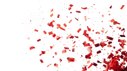 Red confetti paper pop from bottom corner. mix match background photo.