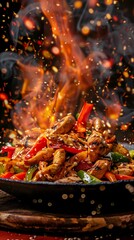 Fajitas, sizzling chicken and peppers, festive TexMex restaurant