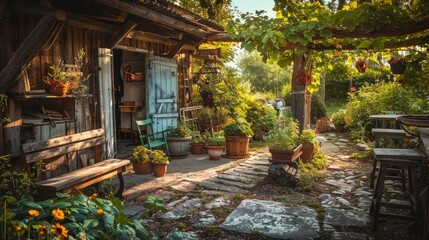 Rustic garden with healthy vegetables. Generative AI