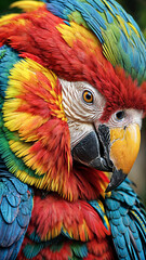 Obraz premium A Dazzling Dance of Feathers: Parrot's Portrait in Vibrant Hues