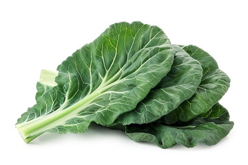 Collard greens isolated on white.