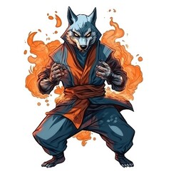 Fototapeta premium Art illustration Character Wolf ninja