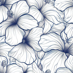 hibiscus pattern in art nouveau style in muted color	