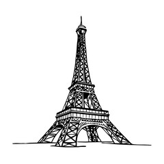 Iconic Sketch of the Eiffel Tower doodle art: A Parisian Symbol