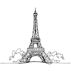 Iconic Sketch of the Eiffel Tower: A Parisian Symbol
