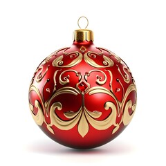 red christmas ball isolated, Christmas Day Fantasy Ornament Top View PNG White Background, Christmas ball on a white background