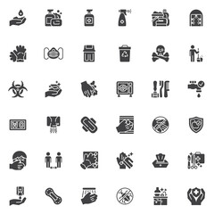 Disinfection and Cleaning vector icons set