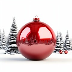 red christmas ball, Red christmas ball isolated on white background with copy space for text, Red christmas ball isolated on white background with copy space for text