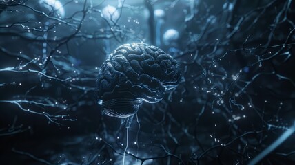 Model of Human Brain, future of Neurosurgery healthcare with edge computer concept.