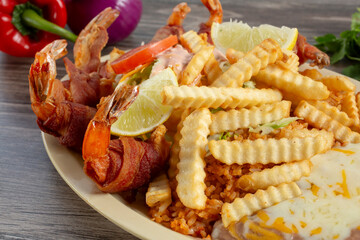 A view of a plate of camarones costa azul.