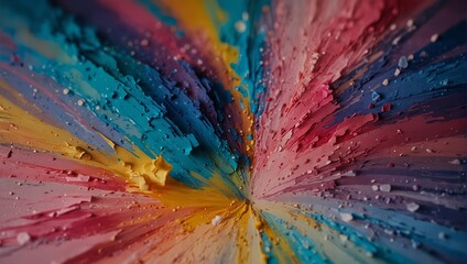 Obraz premium Elegant pastel paint strokes texture with vivid blends of pink, blue, and yellow. Ideal for artistic and design projects.