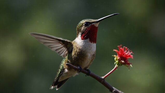 Female Ruby Throated Hummingbird Female Hummingbird with a Ruby Colored Throat.