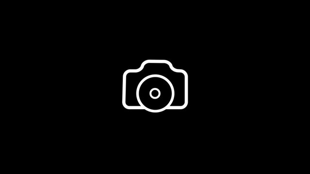 Simple camera icon,Camera campsite logo animation on white background, photo camera, camera photography icon.