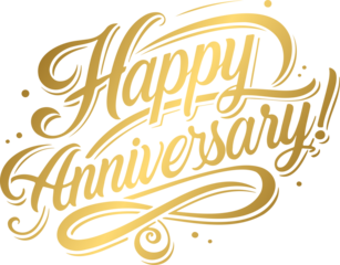 Golden happy anniversary lettering calligraphy