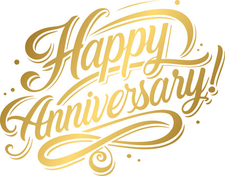 Golden happy anniversary lettering calligraphy