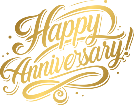Golden happy anniversary lettering calligraphy