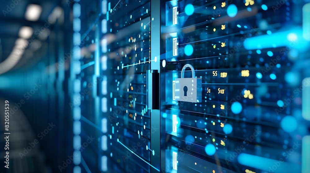 Poster Network security system Personal Data information on TabletInformation and cyber security Technology Services Internet Technology : Generative AI