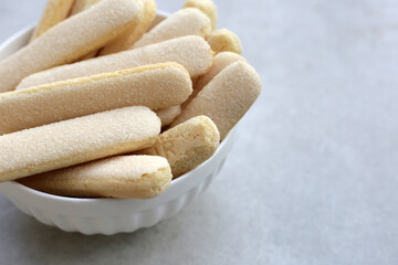 Sponge finger cookies, Italian savoiardi biscuit snack