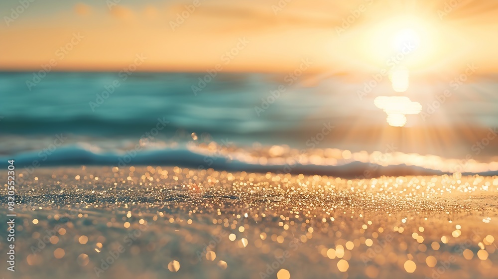 Aufkleber summer background image of tropical beach with blurred horizon at sunset light sand of beach against