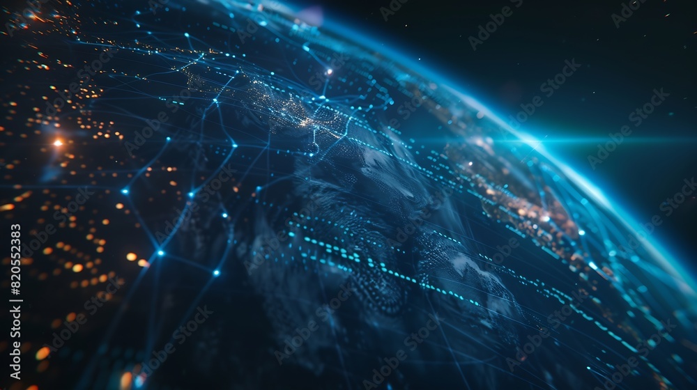 Poster Digital technology global business network connection data analysis social media marketing digital software development teamwork and business strategy internet technology concept : Generative AI