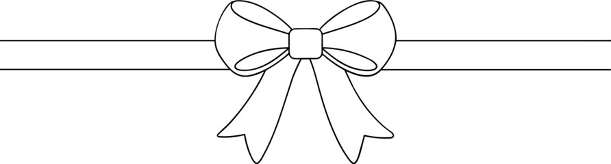 Fototapeta premium Bow and ribbon horizontal long satin