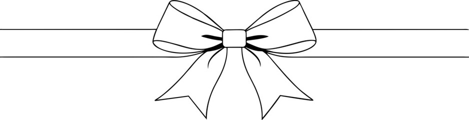 Bow and ribbon horizontal long satin