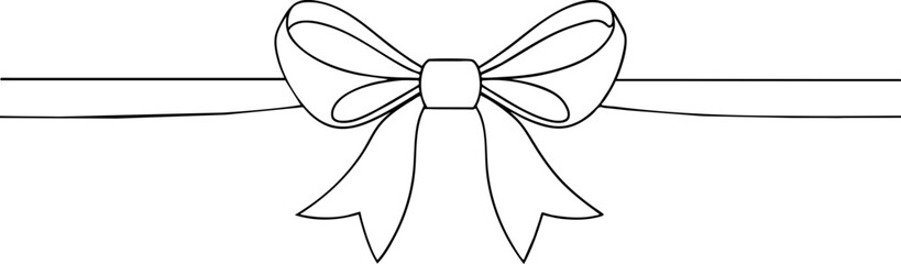 Bow and ribbon horizontal long satin